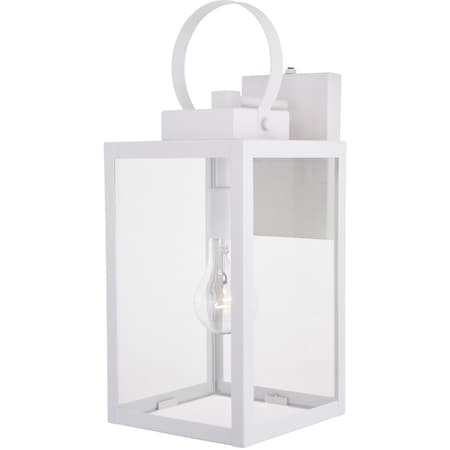 Vaxcel Medinah 1 Light Dusk to Dawn White Outdoor Wall Lantern Clear Glass T0554